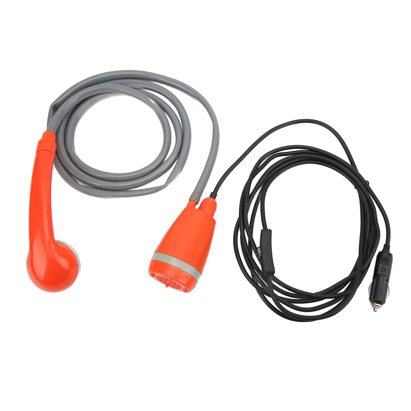 

Outdoor Pump Shower Head Portable Handheld 3.5L min Cigarette Lighter Adapter for Camping Hiking Car Washing