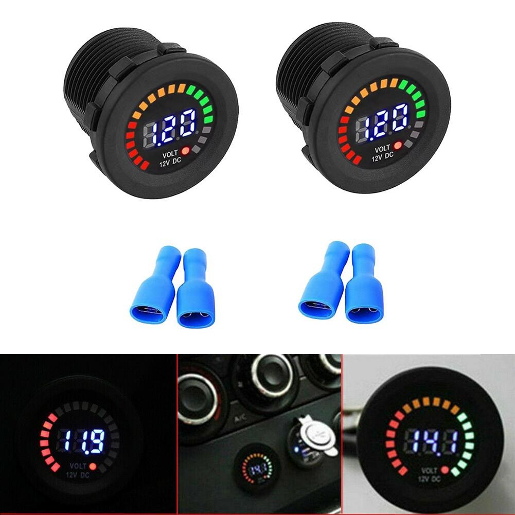 2pcs DC 12V LED Voltage Display Meter for Cars For Trucks Boats Motorcycles