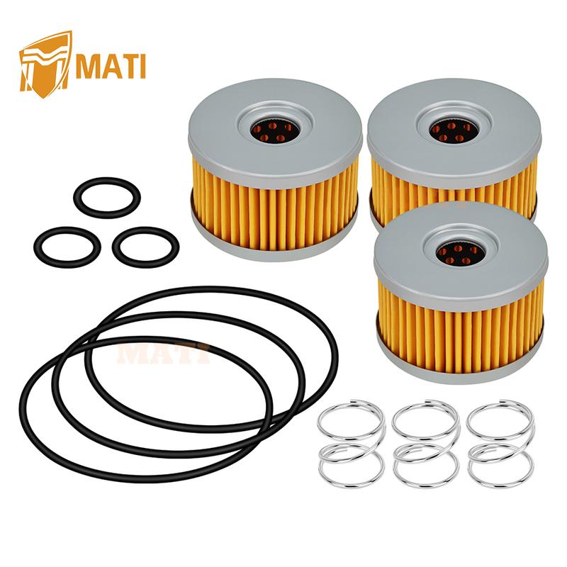 

M MATI 3Pcs Oil Filter & O-ring w/Spring Kit For Suzuki Savage 650 LS650 DR650S SP500 SP600 1981- 16510-37450 09280-15007