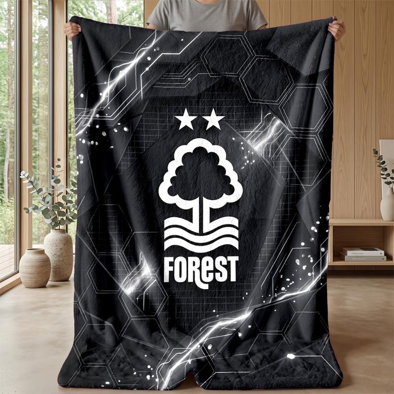 Manta de Franela con Estampado de Fútbol del Nottingham Forest, Manta Ligera Suave y Cálida para Sofá Cama Acampada
