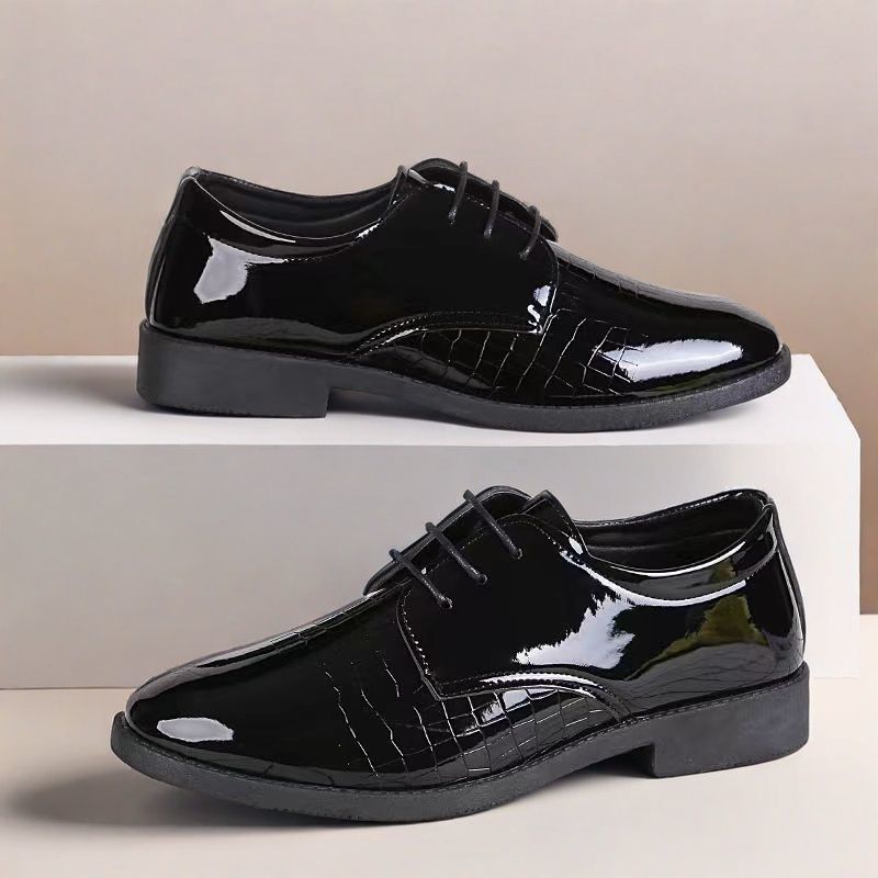 Versatile Black Business Dress Casual Leather Shoes Men's Lace-up Shoes Wedding Fashion Men's Shoes Patent Leather