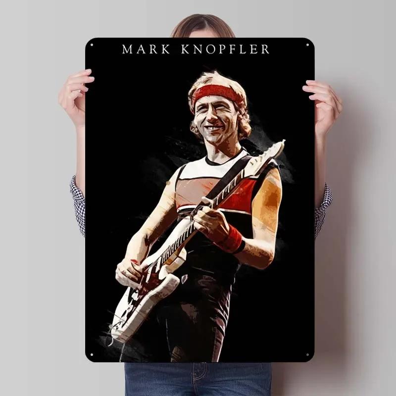 Plaque Métallique Mark Knopfler Affiches Chanteur Décoration Salle de Jeux Homme Plaque Vintage en Tôle pour Décoration Murale Intérieur