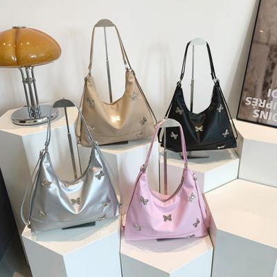 Retro Tragetasche Damen Neue Mode Mode Achseltasche Personalisierte Textur Schleife Strass Schultertasche Trendy