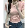 Summer Pure Desire Spice Girl Skinny Bow Embroidered Half Sleeve Top Women's Simple Temperament Fashion T-Shirt