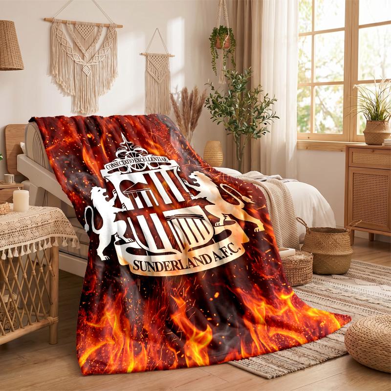 Sunderland Football Print Flannel Blanket Soft Warm Sofa Bed Throw Blanket For Home Office Bedroom