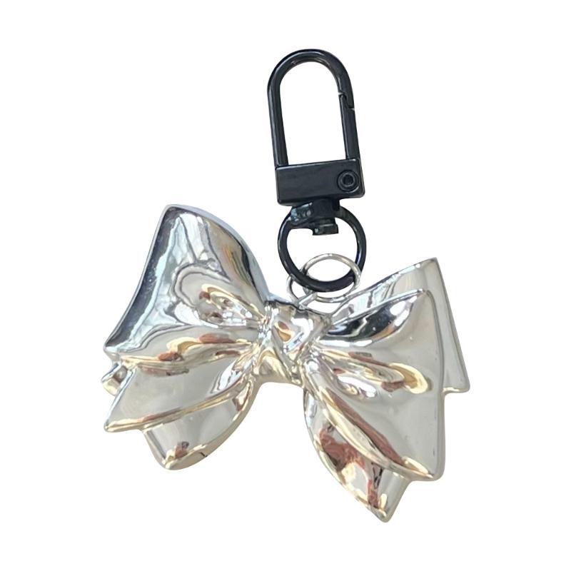 Metal Bowknot Charm Keychains Sweet Cool Pendant Hanging Ornament Keyring Backpack Decoration Jewelry for Women Girls