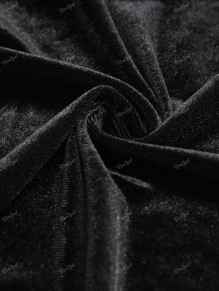 Rosegal Gothic PU-Riemen Ösen Lagenkette Überkreuzte Riemchen Asymmetrisches Taschentuch Samt Rückenfreies Cami Top