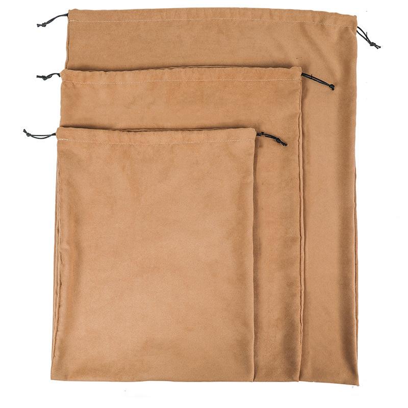 1pcsKhaki White Flannel Suede Travel Drawstring Bag Soft Cloth Storage Bag Luxury Handbag and Shoe Dust Bag Clothing Storage Bag