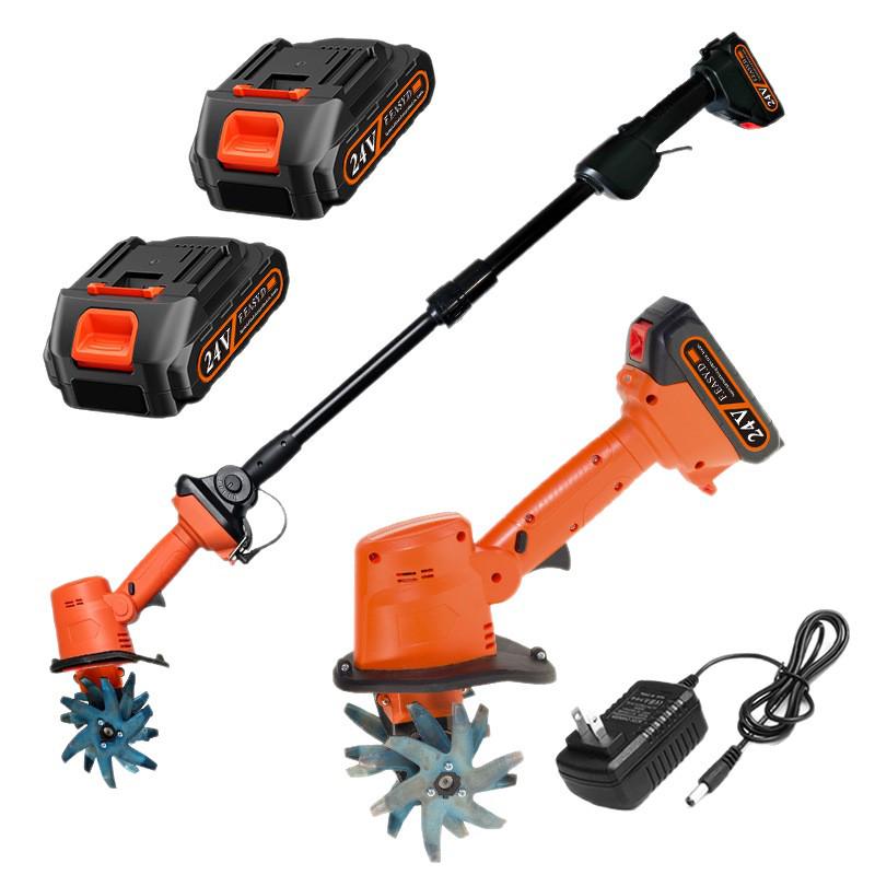 Portable Wireless Electric Tiller: Handheld Lithium Micro Tiller with Extension for Home Gardening