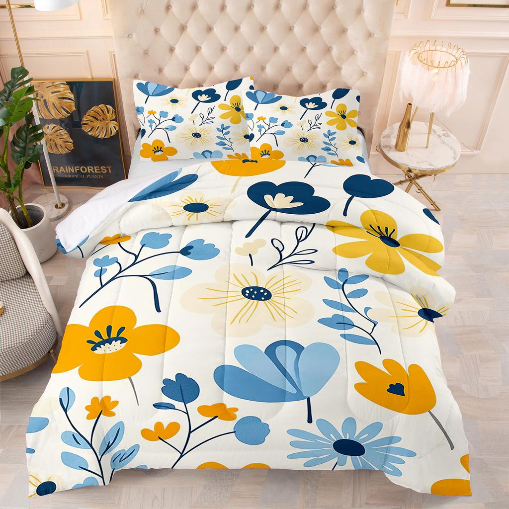 Comforter Flowers Animal Theme Home Comforter Quilted Blanket Goose Down Duvet Quilt 100% Polyester King Queen 3D Blanket Size Twin