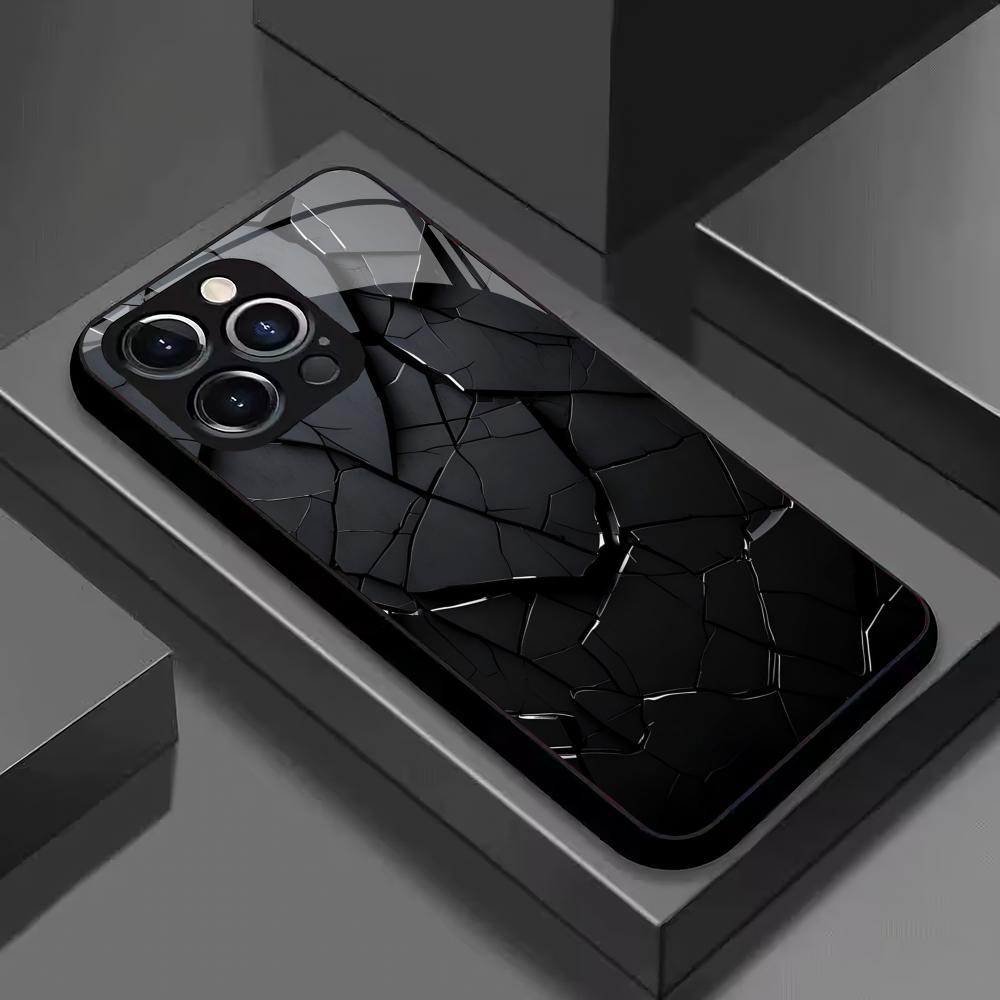 Creative crack pattern tempered glass phone case suitable for iPhone 17 16 15 14 13 12 11 Pro/Max/Plus shockproof back cover