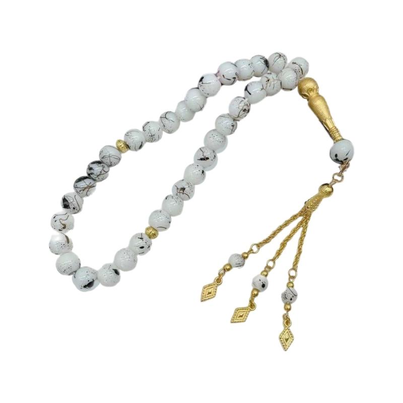 Islamic Meditation Rosary Jewelry 33 Bead Glass Tasbih Bracelet Meditation Rosary Jewelry for Prayer and Reflection
