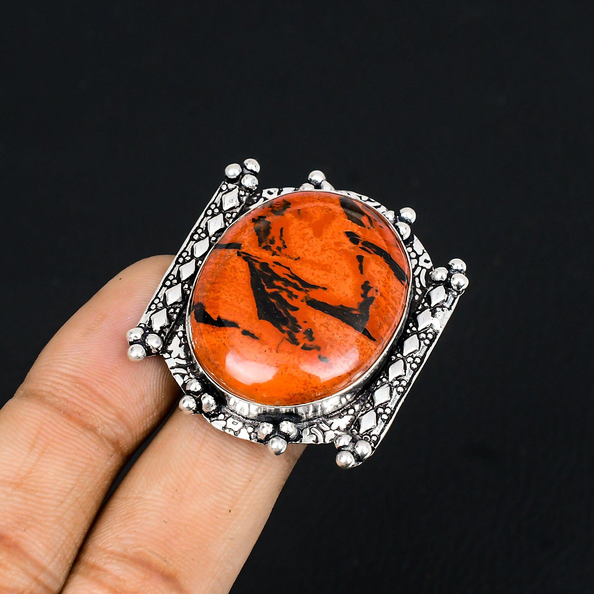 

Gift For Her Natural Red Snakeskin Jasper Multi Stone Ring Size 9 925 Silver 9