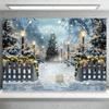 Winter snow scene, white pine forest, artistic background, dreamy glitter bow, family portrait, party decorations4752