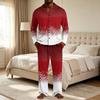 Kerstpyjamaset voor heren met knopenhemd en rechte broek, Casual print nachtkleding tweestukken outfit, Feestelijke loungewear voor de feestdagen
