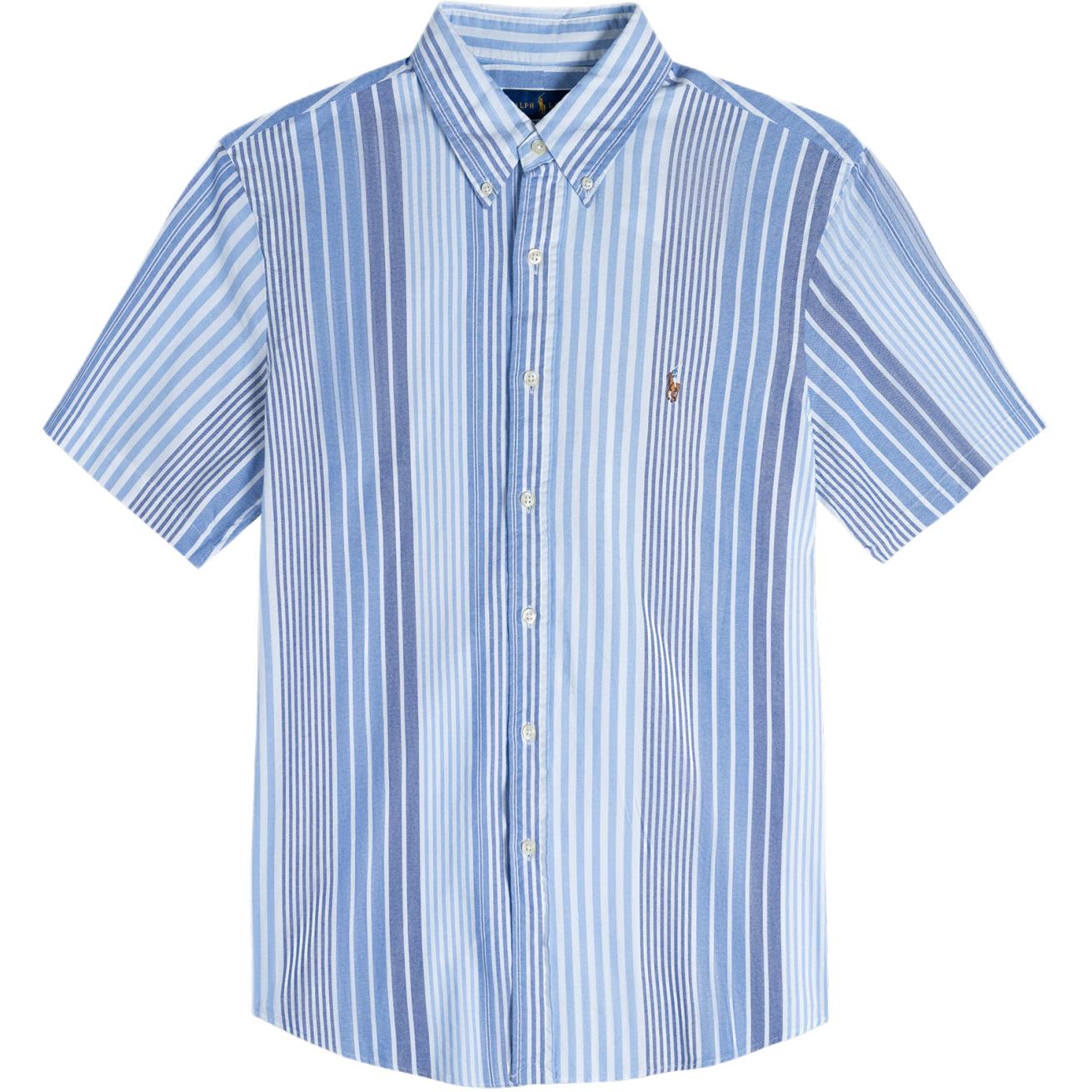 

Polo Ralph Lauren Рубашка Оксфорд с вышивкой логотипа Pony в полоску с коротким рукавом Мужские рубашки Синий 710802631-002 M