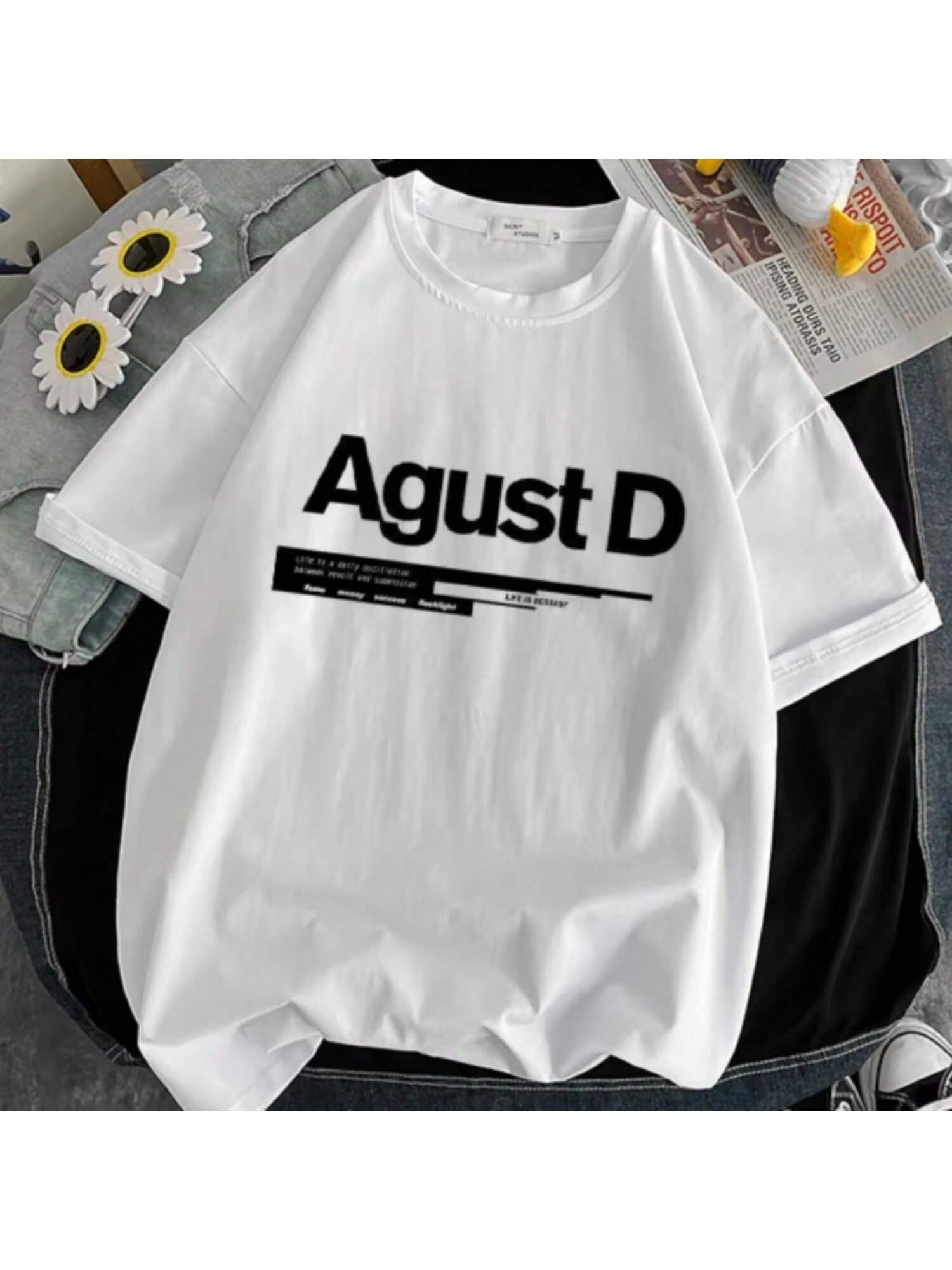 

Женская футболка KPOP Agust D с принтом Харадзюку Альбом D-2 Рубашка Юнги Женская одежда Оверсайз футболка Женская с коротким рукавом S чёрный