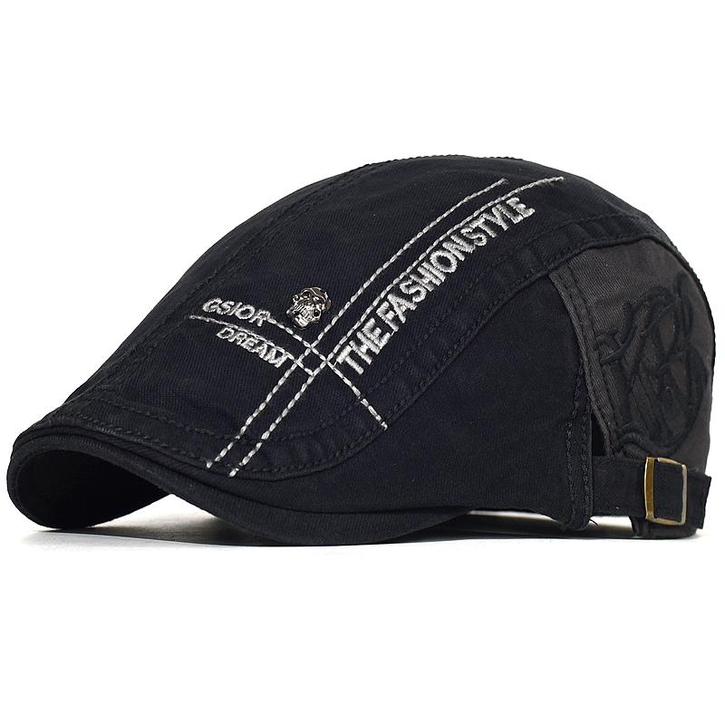 

Бавовняна кепка газетника з черепом Чоловіча однотонна м яка повсякденна модна беретова капелюх для гольфу, водіння, кепка таксиста, плоска кепка айві, чотири сезони 56-59 cm чорний