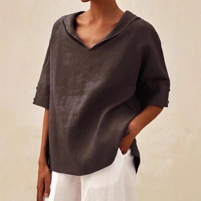 Damski letni top z kapturem, gładki, luźny, w dużych rozmiarach, luźny krój, T-shirt z dekoltem V