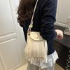 New niche American retro imitation suede fringed mobile phone bag women's shoulder crossbody small square bag Hong Kong style bag