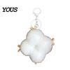 Backpack Accessory Fermented Bean Curd Plush Keychain, Fluffy Doufu Bag Decorative Charm with Keyring, Handbag Purse Decoration Accessories