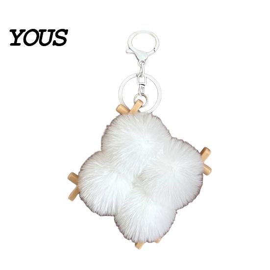 Backpack Accessory Fermented Bean Curd Plush Keychain, Fluffy Doufu Bag Decorative Charm with Keyring, Handbag Purse Decoration Accessories