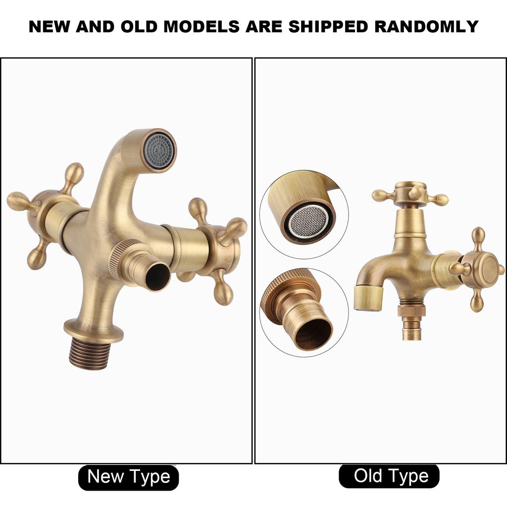 G1/2in Thread Bathroom Copper Single Cold Faucet Washing Machine Mop Pool Water Tap Retro Gold Water Tap Washing Machine Faucet