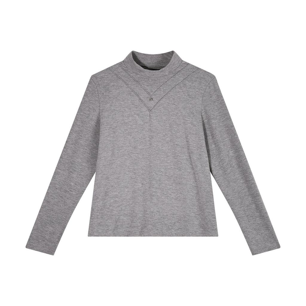 2025 Women's Velvet Half-High Neck Long-Sleeve Slimming Base Layer Top for Autumn/Winter