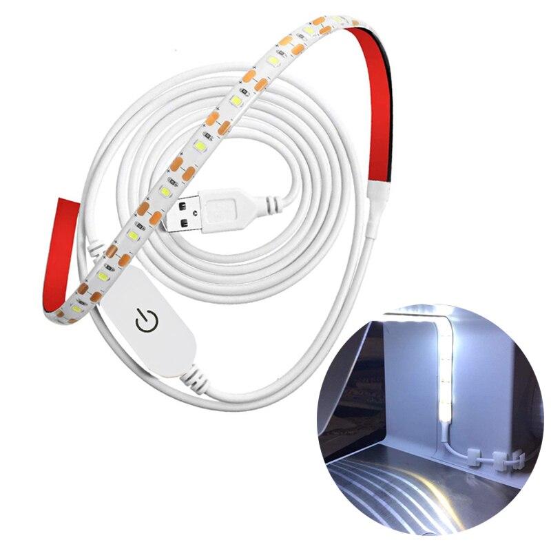 

Светодиодная лента для швейной машины 1M/2M/3M, водонепроницаемая, SMD 2835, белая, с питанием от USB 5 В, с сенсорным выключателем, для шкафа 1m