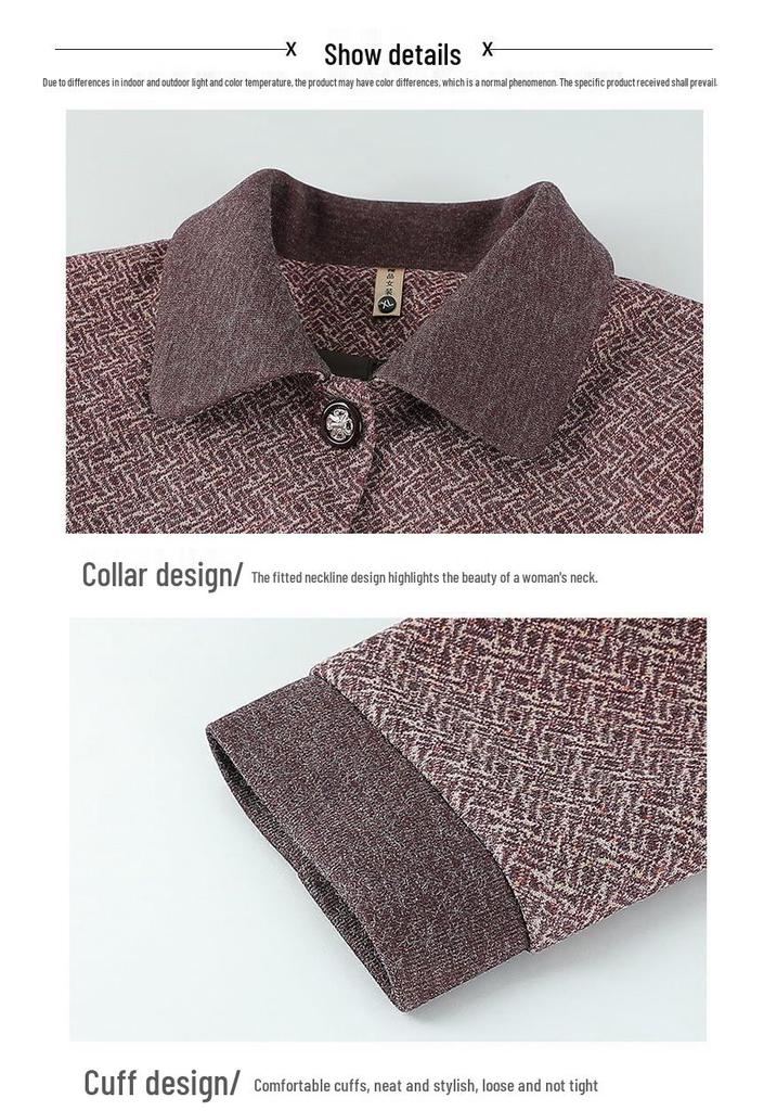Spring Coat for Middle-Aged and Elderly Women, Lapel Design, Suitable for 60 to 80-Year-Olds, Ideal for Spring and Autumn