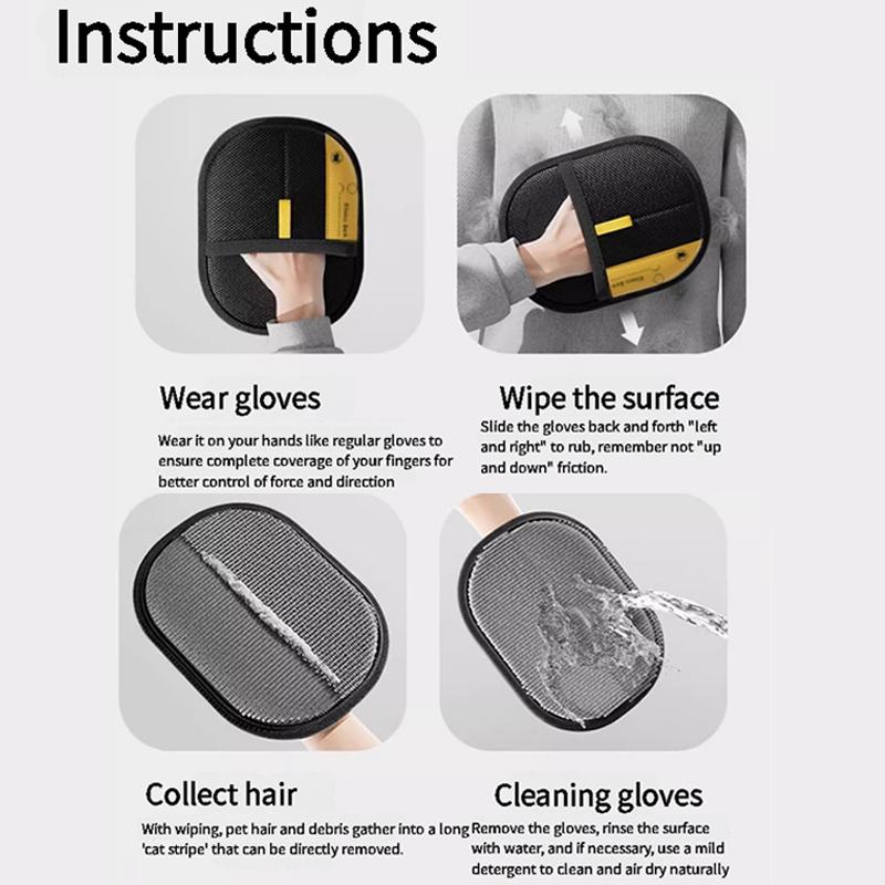 1/2pcs Pet Hair Cleaning Gloves Convenient Dog Hair Cat Hair Cleaning Tools Multifunctional Hair Removal Brush Pet Accessories