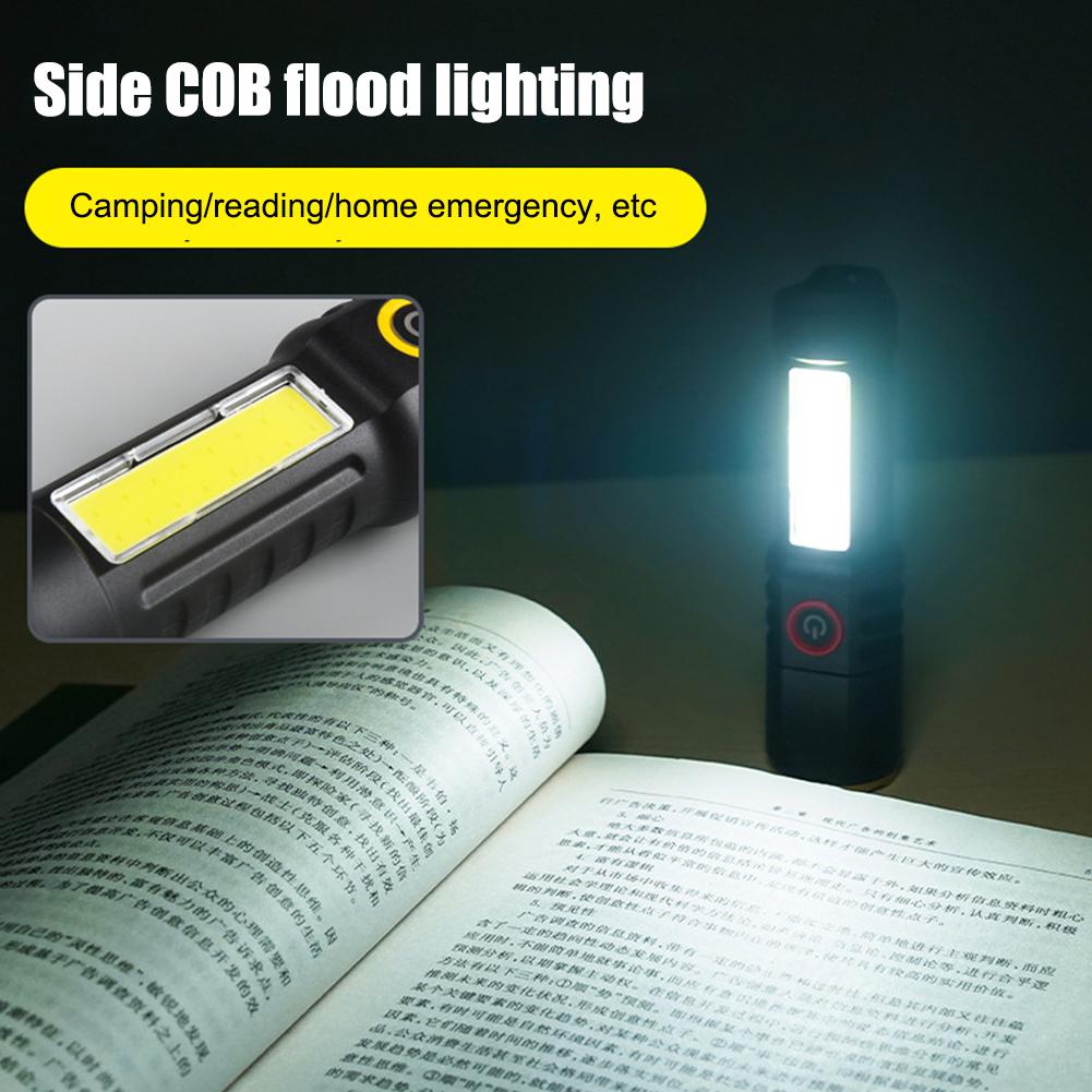 XPE COB LED Camping Flashlight Telescopic Zoom Waterproof Type-C USB Charging Strong Flashlight 4 Modes Torch Lamp for Outdoor