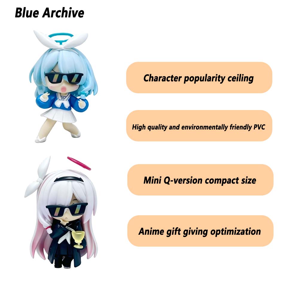 New Blue Archive Anime Figurine Arona Prana Q Version Collectible Model Toy Face Changing Game Character Gift Cartoon