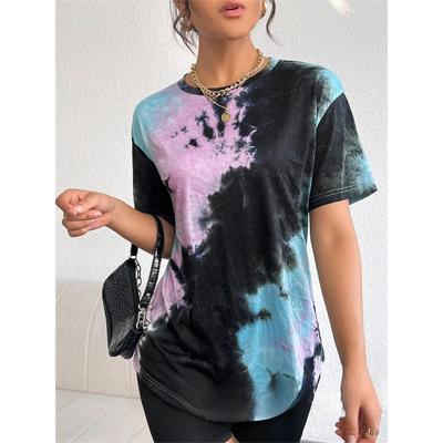 New Style Tie-Dye Drop Colorful T-Shirt Summer Oversized Women O-neck Tee Harajuku Trend Short Sleeve Female Streetwear Tops