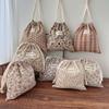 Retro Abraded Cotton Baby Items Storage Bag Diaper Pouch Drawstring Bundle Bags Cosmetic Portable Travel Makeup Bags