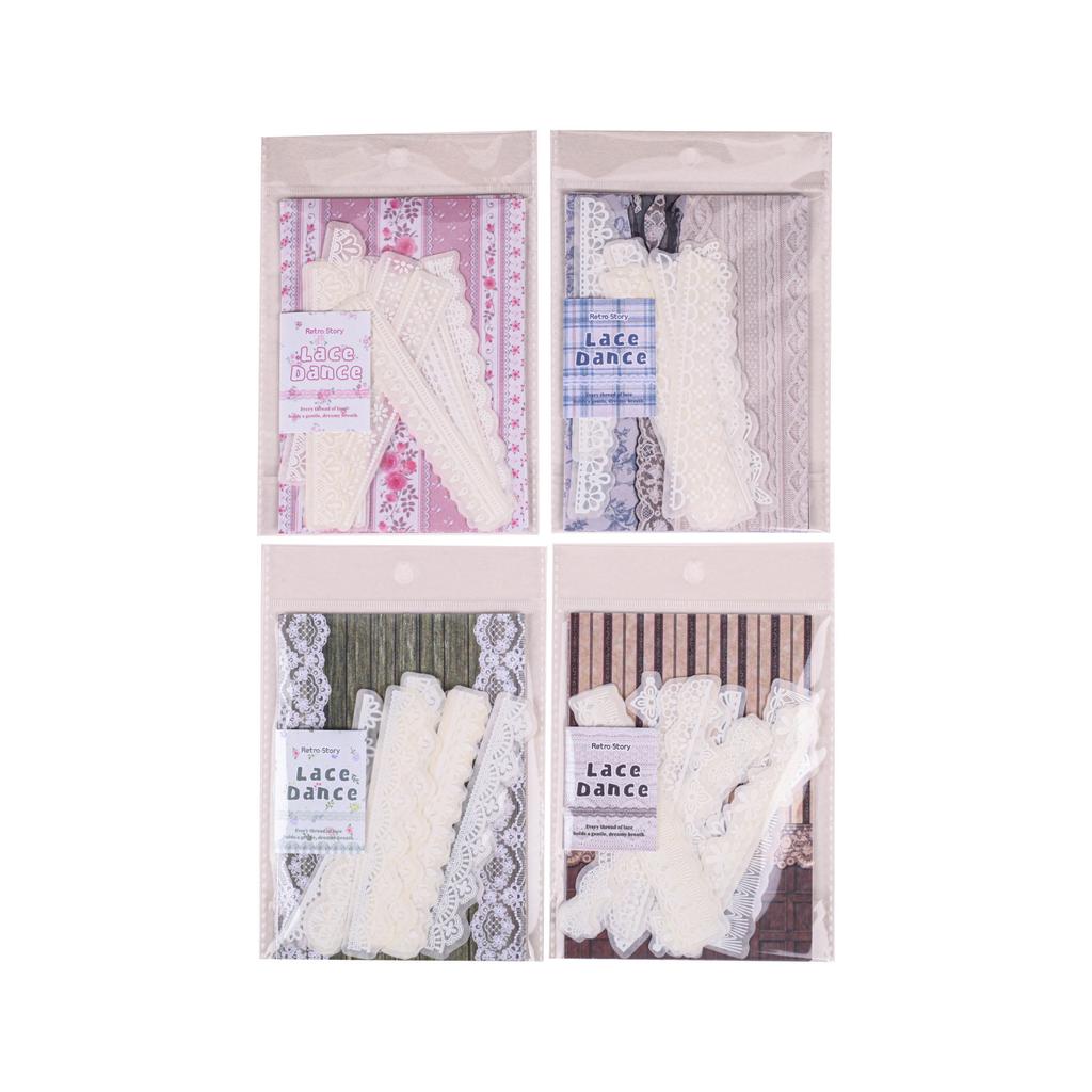 Lace Dance Series Vintage Lace Flower Landscape Material Package Creative DIY Junk Journal Collage Scrapbooking Stationery
