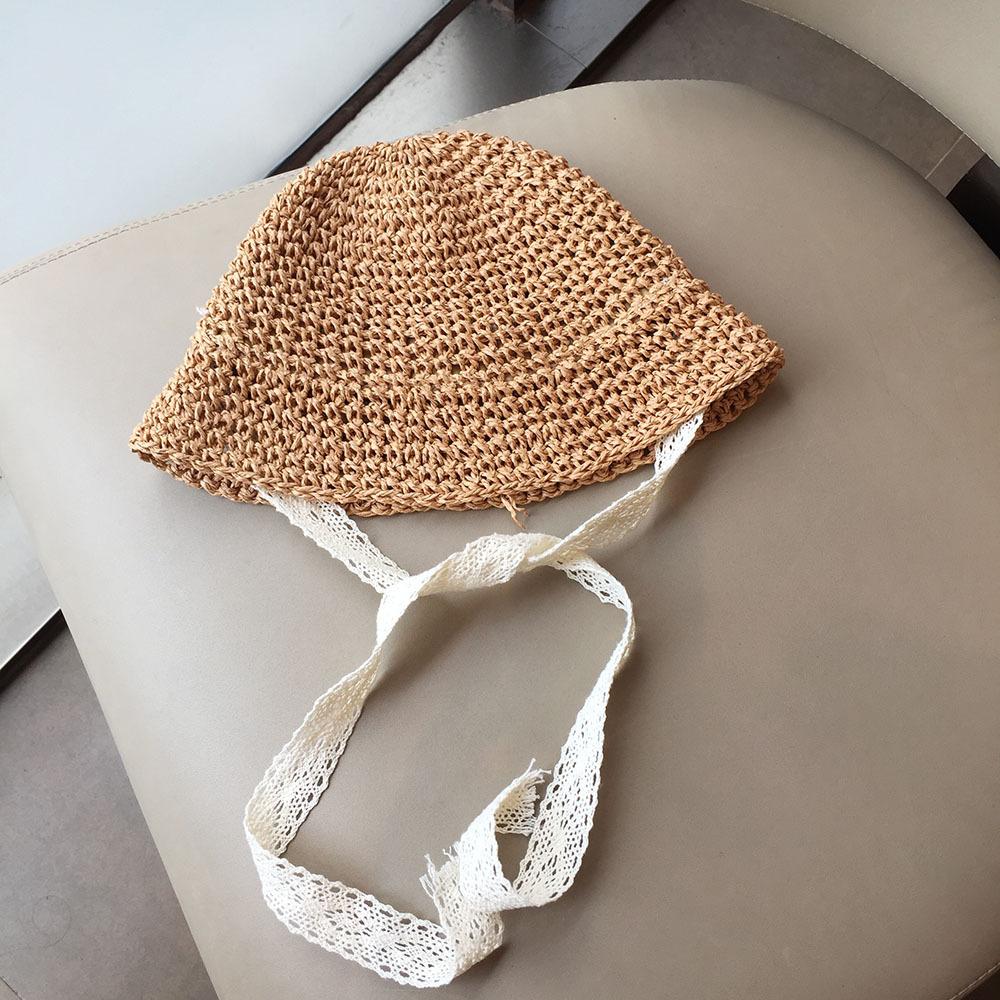 Summer Thin Girls Sun Hat Baby Straw Bucket Hat Princess Breathable UV Protection Cap For Toddler Kids Outdoor 50-52CM