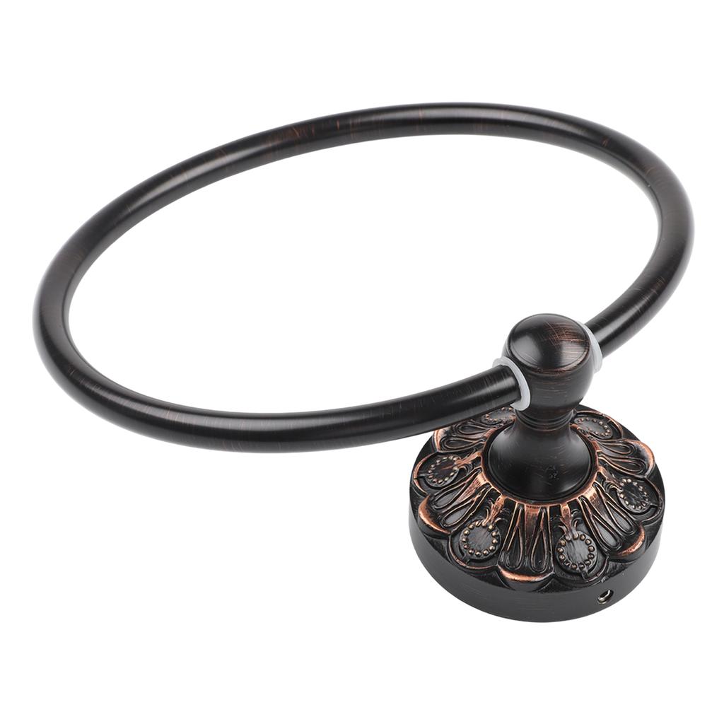 Antique Finish Black Brass Towel Ring for Bathroom and Multiple Room Applications with Complete Installation Set