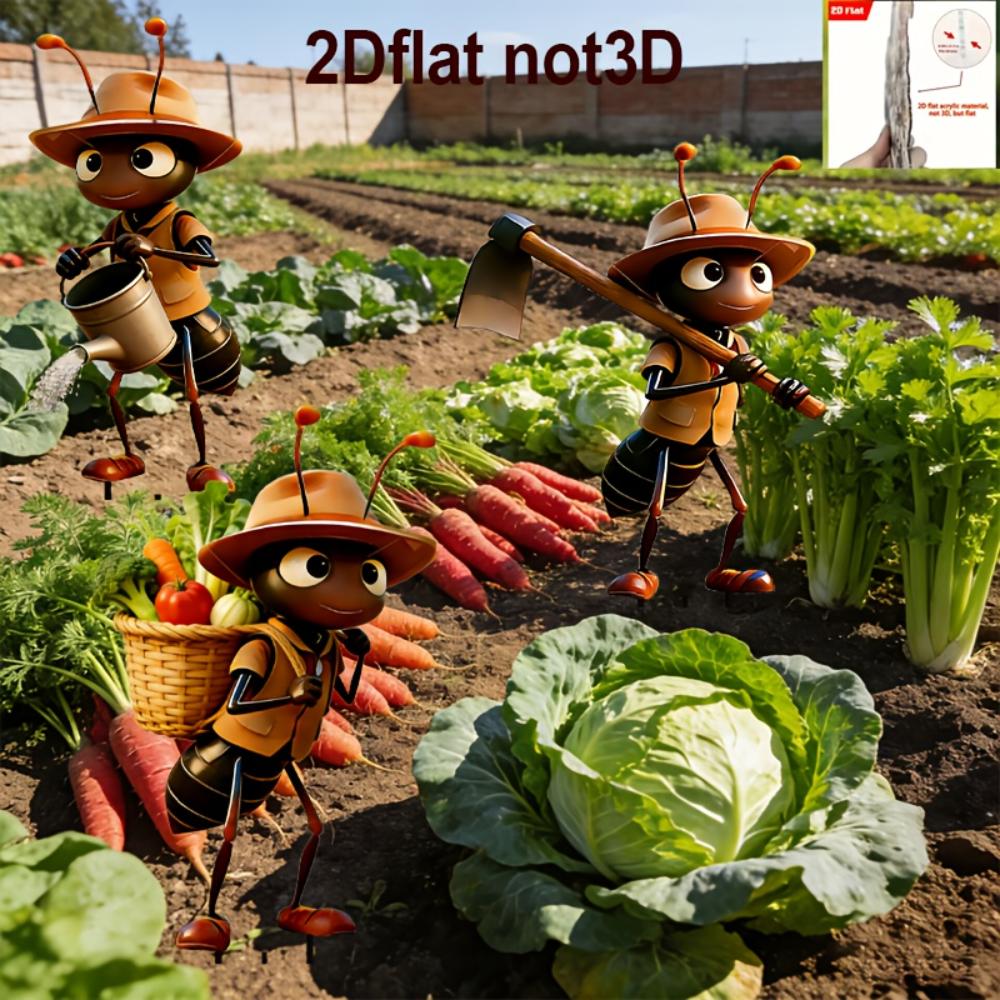 2D Flat Printed Ant Garden Stakes, 2/3Pcs Cute Acrylic Outdoor Decor for Garden Lawn Planter Yard Fence Festival Gifts