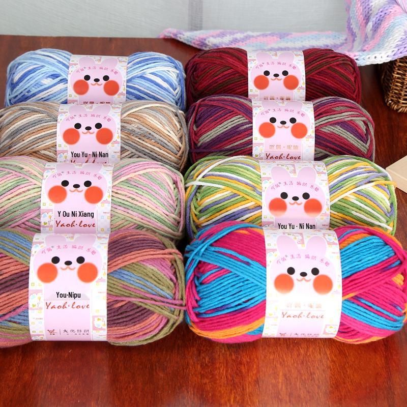 6-fädiges buntes Milchbaumwollgarn für Schals und Mützen - Dicker Garnknäuel für handgefertigte Häkel- und Strickprojekte