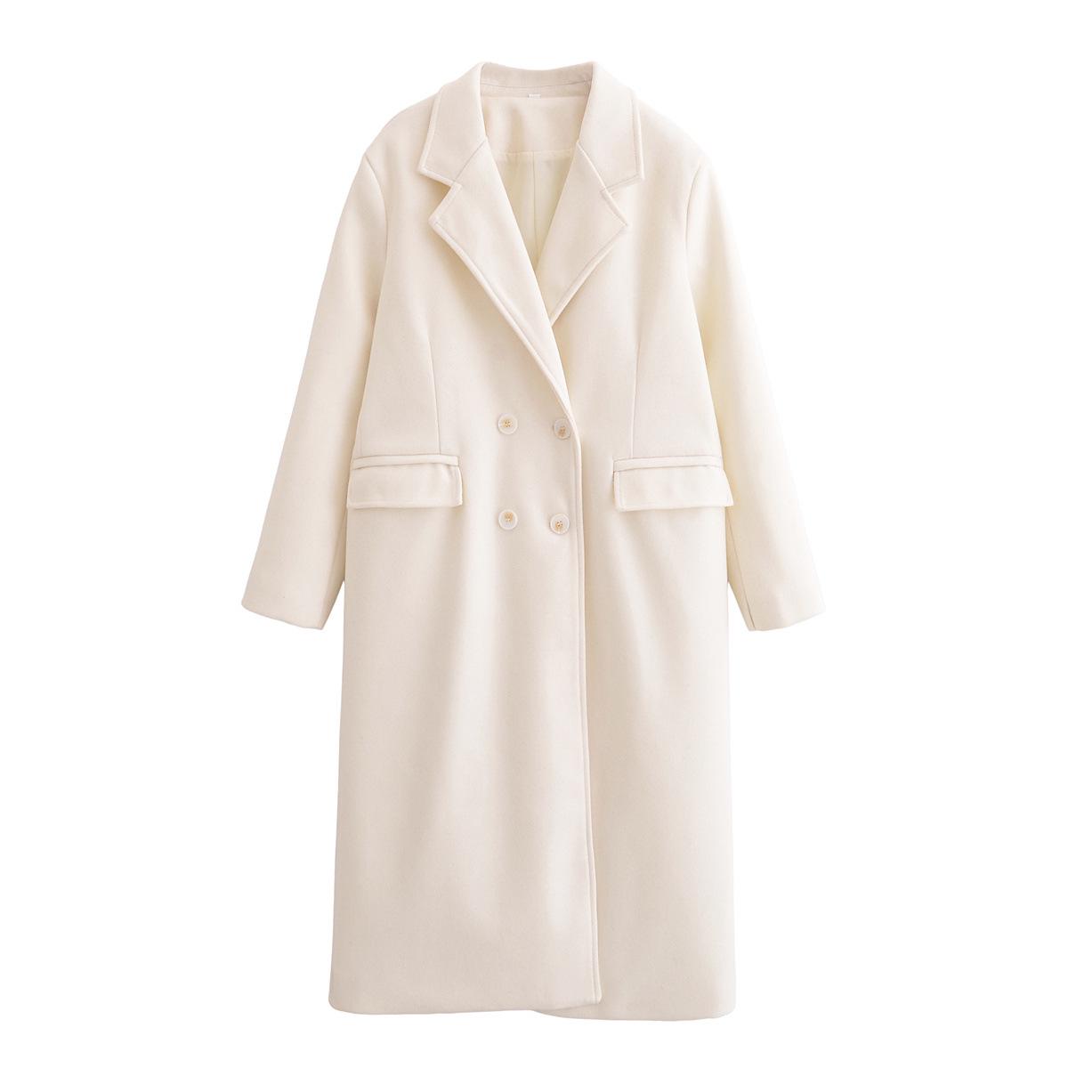 

Зимняя женская мода 2024, приталенное пальто-жакет в европейском и американском стиле XS грязно-белый