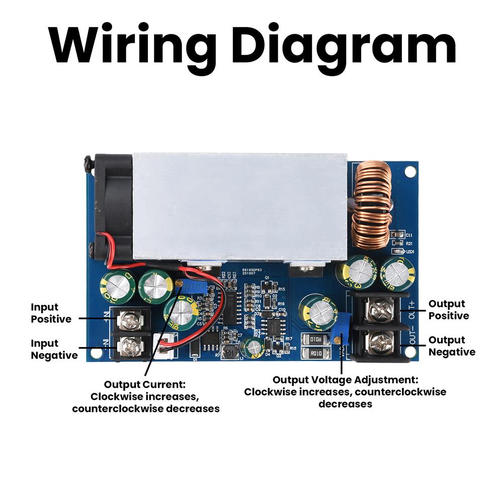 DC-DC High Power 600W Adjustable Step-down Power Supply Module With Fan DC 12-75V To 2.5-60V Buck Converter 25A Constant Current