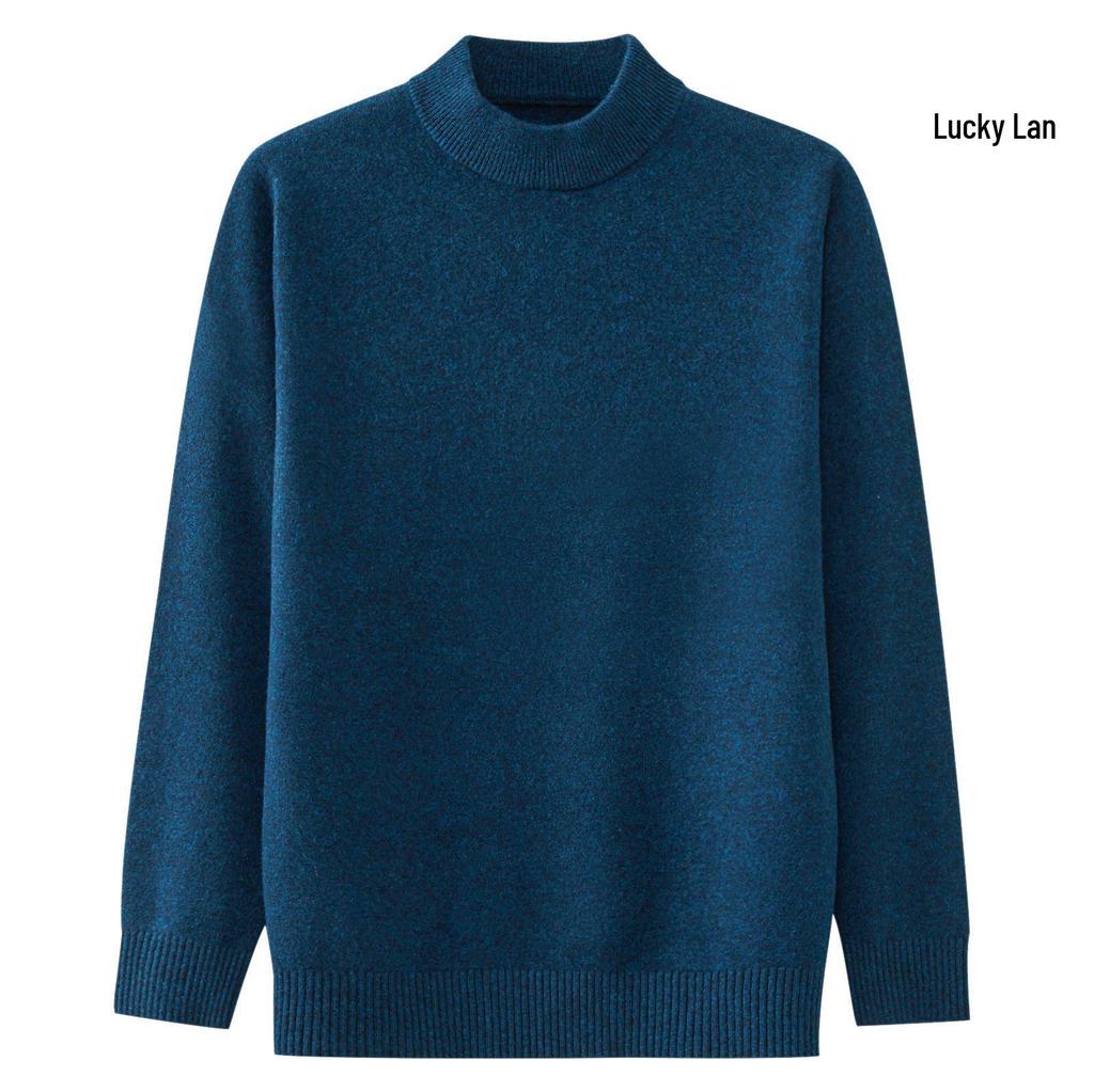 2025 Men's Pure Wool Round Neck Knit Sweater - Casual Long Sleeve Autumn/Winter Collection