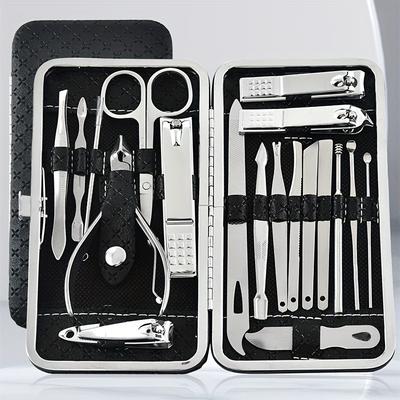 19-teiliges Nagelknipser-Professionelles Nagelpflege-Pediküre-Set Nagelknipser-Werkzeuge mit Reiseetui Maniküre-Trimmer Schere