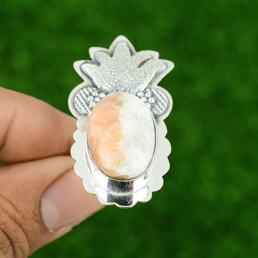 Scolecite Stone Promise Stackable Artisan Boho Ring Jewelry 925 Sterling Silver
