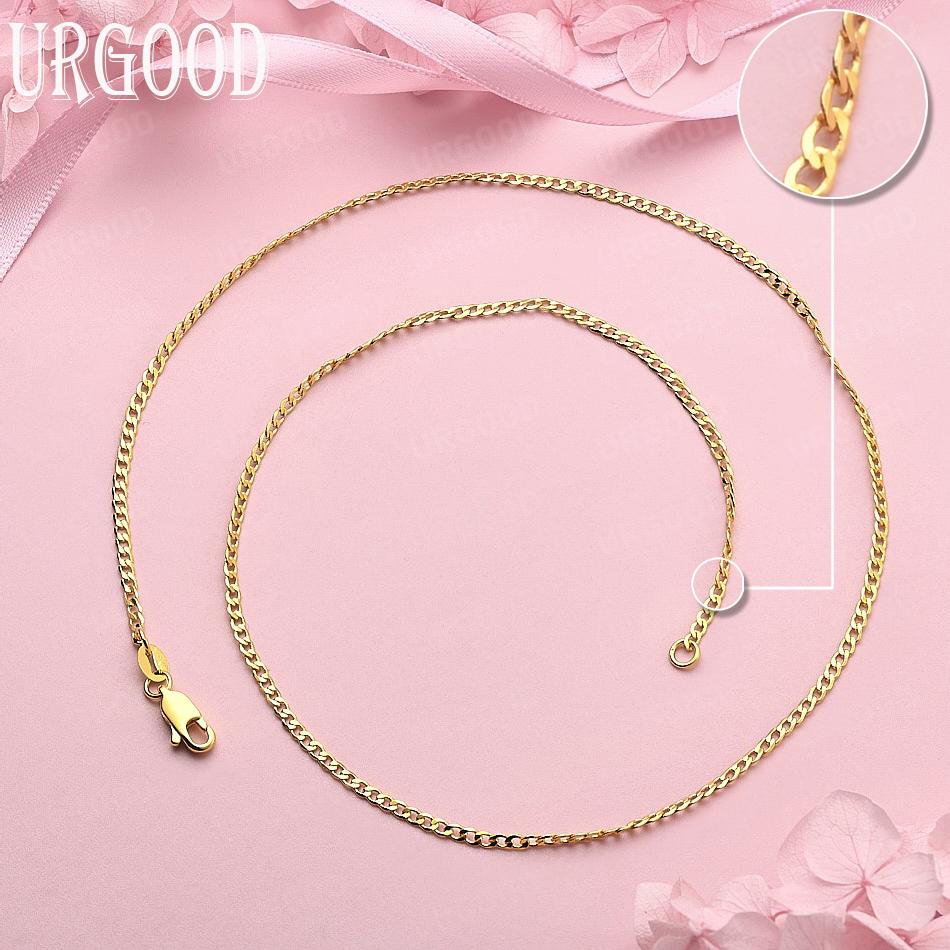 

Ожерелье из стерлингового серебра 925 пробы с боковой цепочкой 16-30 дюймов, золотое, свадебный подарок, ювелирное изделие 55cm