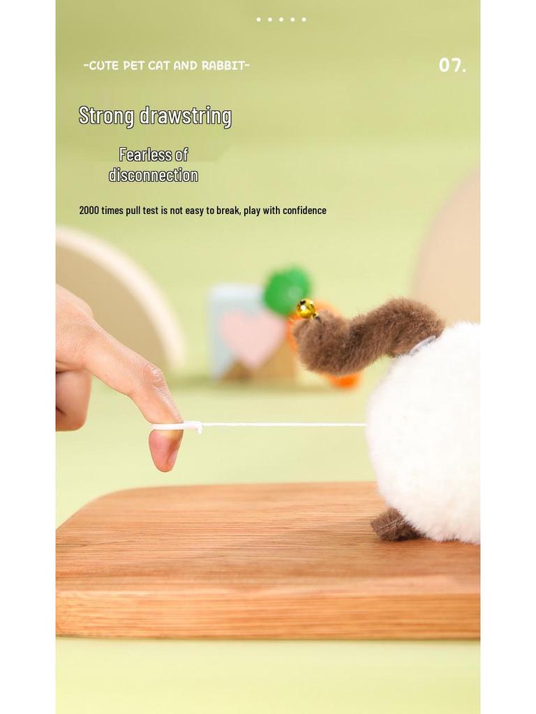 Wagging Tail Cat & White Rabbit Plush Toy Pendant Keychain for Couples