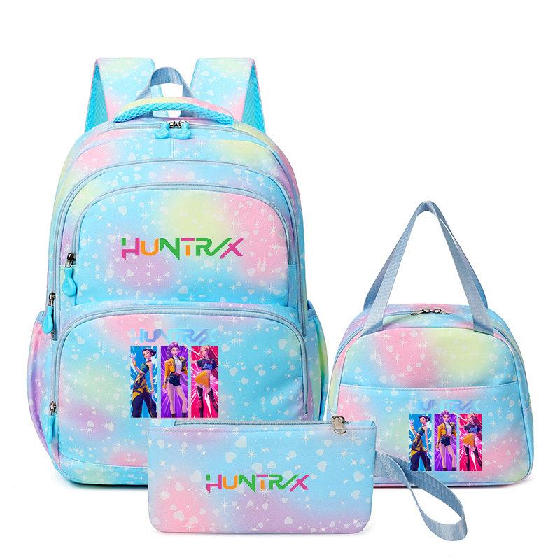 3Pcs/Sets Mochila Backpack Colorful Schoolbag Pencil Case Lunch Bag for Students School Bags Pen Bags