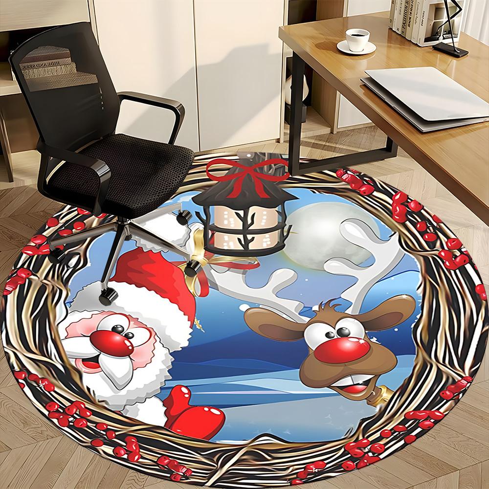 1pc Christmas Wreath Chair Carpet for Office Non-Slip, Rug for Office, Room, Good Gift for Family or Friends, yy251226172
