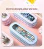 Large Capacity Transparent Cartoon Pencil Case for Girls with Double-Layer Design, Ideal for Elementary School Students